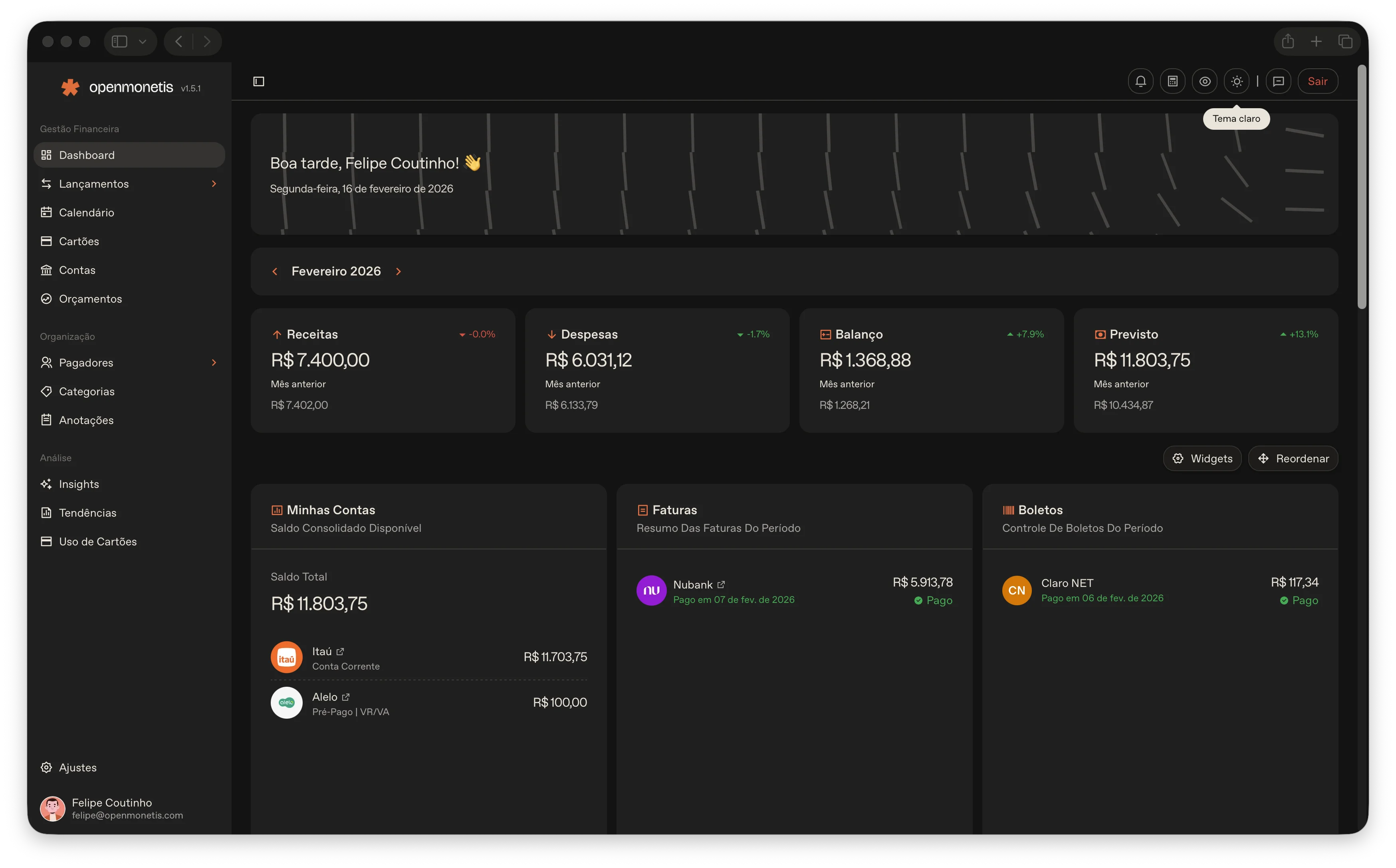 Fortuno Dashboard Preview