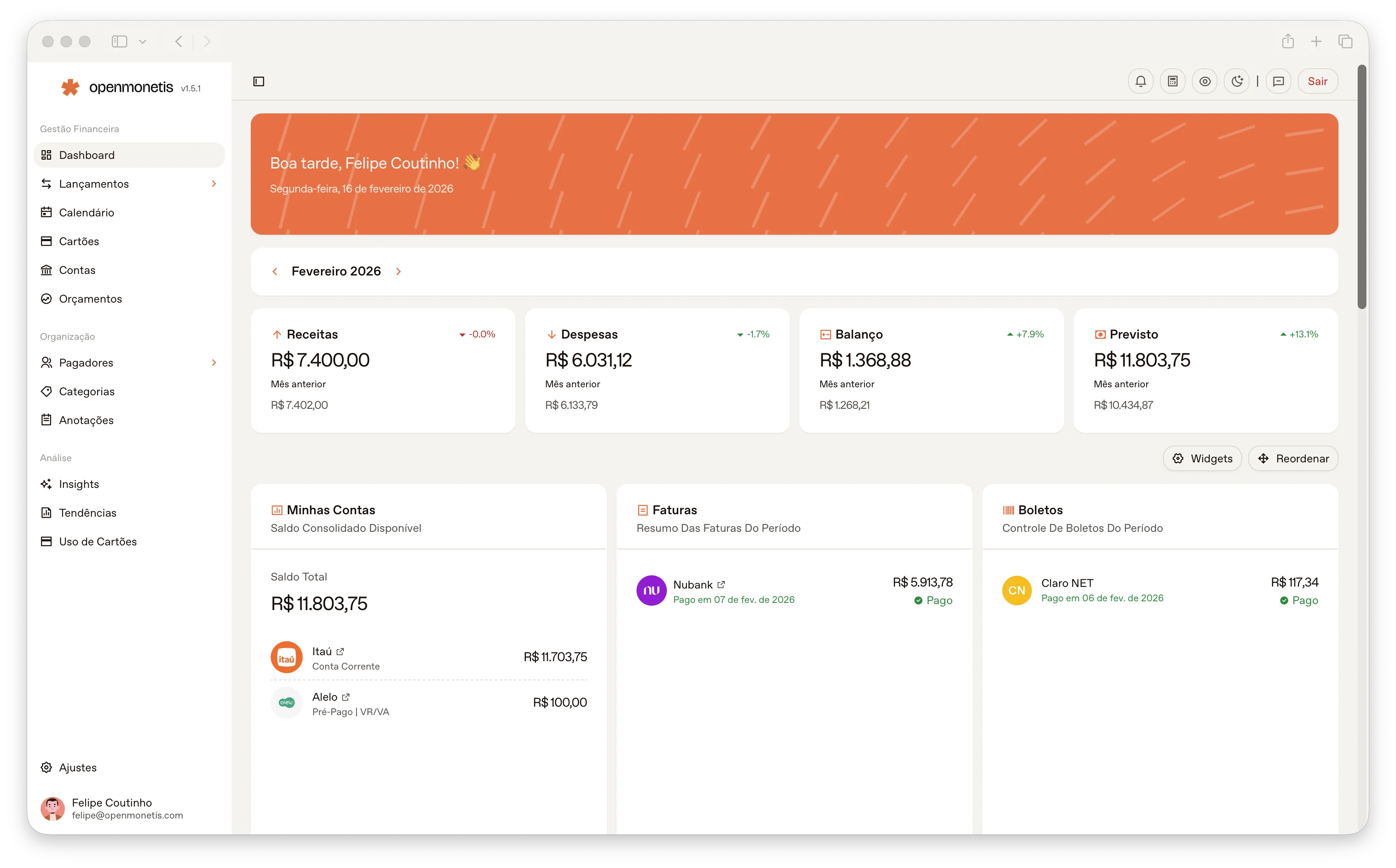 Fortuno Dashboard Preview